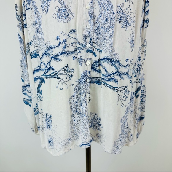 Free People Metallic Blooms Oversized Button Front Top Size XS - Picture 4 of 11